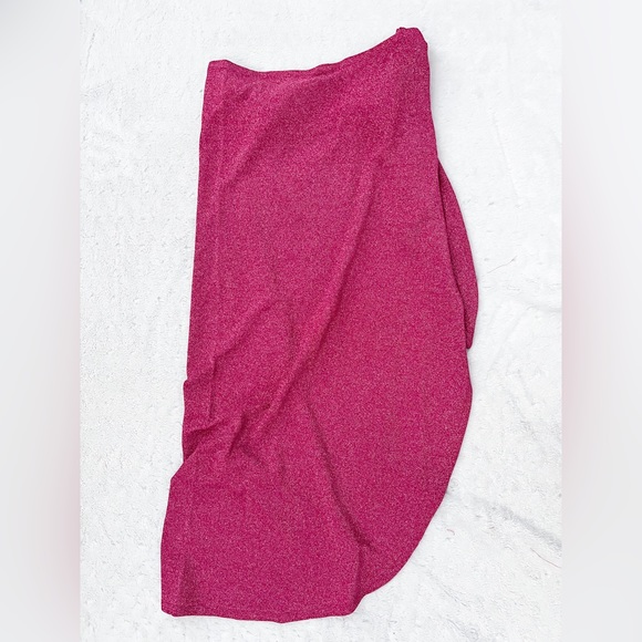 NWT- GOOD AMERICAN x Revolve Glitter Tie Sarong in Hawaiian Pink - Picture 4 of 13